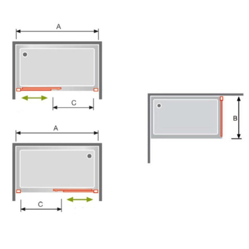 Porta doccia fissa + 1 porta scorrevole GLASÉ profilo bianco