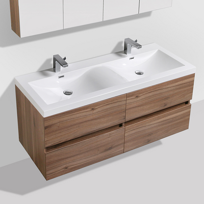 Mobile bagno design double vasque SIENA larghezza 144 cm, noce - Il Mondo del Bagno